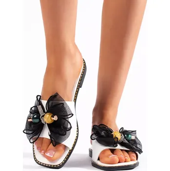 Dámské žabky Originální nazouváky bílé dámské na plochém podpatku 41