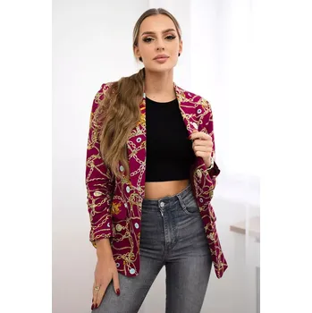 Bavlněná bunda s barevným potiskem tmavě fialová XL