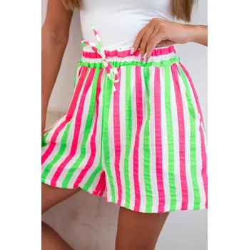 Dámské kalhoty Dámské bavlněné šortky s proužky zelený neon UNI