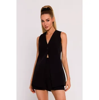 Dámské sako M776 Sako bez rukávů s jedním knoflíkem - černé EU XL