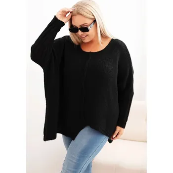 Dámský svetr Svetr dámský Plus Size s akrylem volného střihu a rukávem 3/4 černý UNI