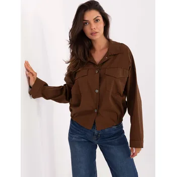 Dámská košile Volná hnědá dámská košile s elastickým spodním lemem IT-KS-FL9273.86-brown Velikost: ONE SIZE