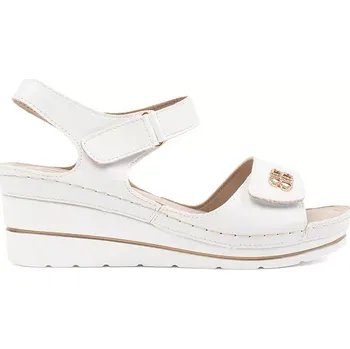 Dámské sandále Výborné bílé dámské sandály na klínku 38