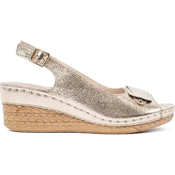 Dámské sandále Klasické zlaté dámské sandály na klínku 41