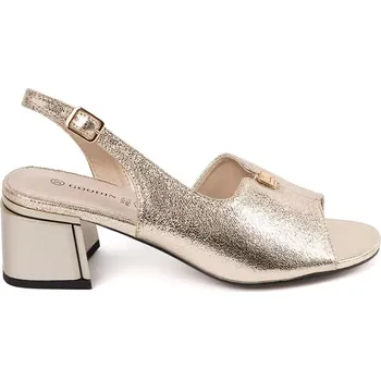 Dámské sandále Pěkné zlaté dámské sandály na širokém podpatku 37