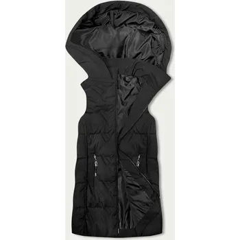 Černá dámská vesta s kapucí (B8176-1) odstíny černé 50