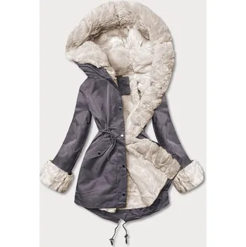 Bunda parka v grafitové barvě s kožešinovou odepínací podšívkou (5M763-105) odstíny šedé XL (42)