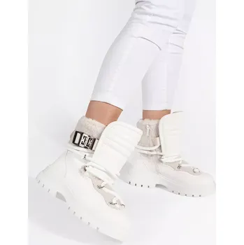 Dívčí sněhule Pěkné dámské sněhule bílé platforma 41