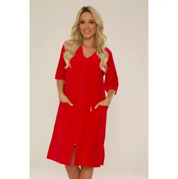 Dámský župan Dámský velurový župan se zipem 431 červená 2XL