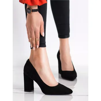 Dámské lodičky Klasické lodičky dámské černé na širokém podpatku 38