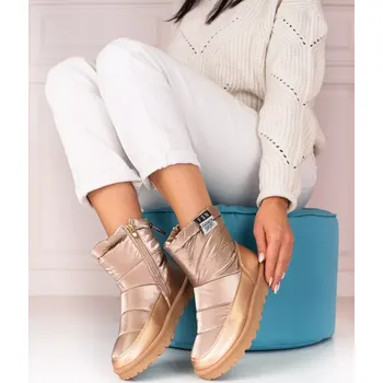 Dívčí sněhule Trendy zlaté sněhule dámské bez podpatku 39