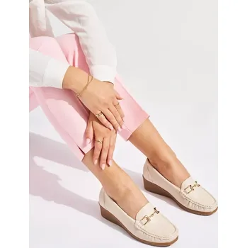 Dámské mokasíny Designové mokasíny dámské hnědé na klínku 41