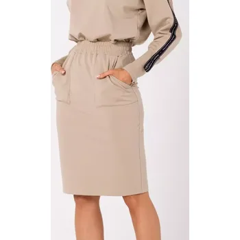 Dámská sukně M728 Přiléhavá sukně s kapsami - béžová EU XL