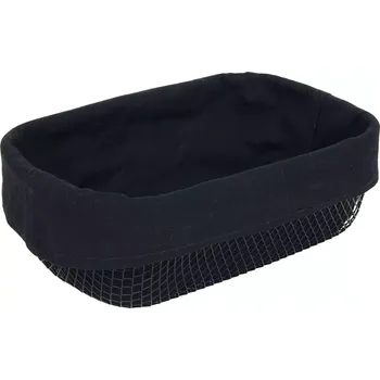 chlebník Oválný košík na pečivo, černý s textilní vložkou, výška: 90 mm, délka: 280 mm, šířka: 180 mm