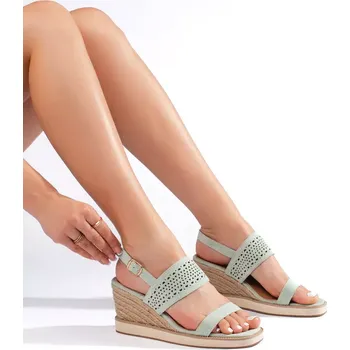 Dámské sandále Exkluzívní zelené sandály dámské na klínku 41