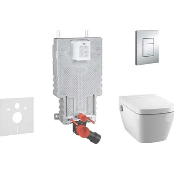 Klozet GROHE - Uniset Set předstěnové instalace, sprchovací toalety a sedátka Tece, tlačítka Skate Cosmo, Rimless, SoftClose, chrom 38643SET-KT