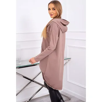 Dámská mikina Mikina s dlouhými zády a kapucí mocca UNI