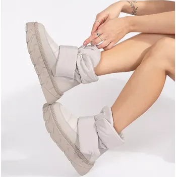 Dívčí sněhule Trendy šedo-stříbrné sněhule dámské platforma 36