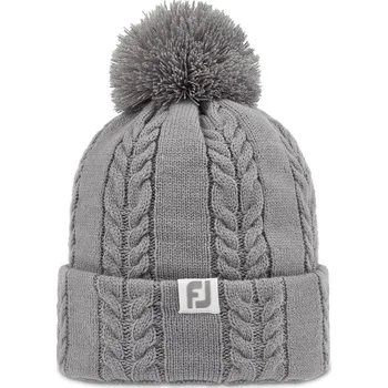 Čepice FootJoy W kulich Cable Knit Bobble - šedý