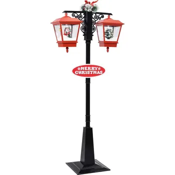 Vánoční dekorace vidaXL Vánoční pouliční lampa se Santou černo-červená 81x40x188 cm PVC