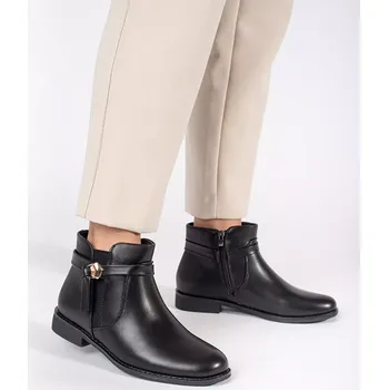 Dámská zimní obuv Trendy dámské kotníčkové boty na širokém podpatku 36