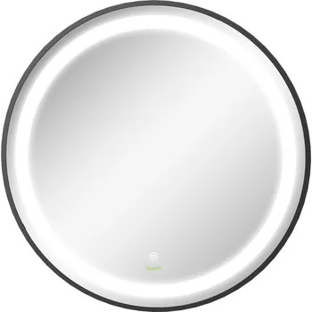 Zrcadlo kleankin LED koupelnové zrcadlo Ø60cm, koupelnové zrcadlo se 3 barvami světla, dotykové, s paměťovou funkcí, IP44, černé pro moderní koupelny | Aosom.de