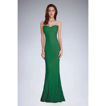 Dámské šaty SOKY&SOKA Dámské společenské šaty SOKY SOKA s perličkami a krajkou dlouhé zelené - Zelená - SOKY&SOKA zelená M, zelená M