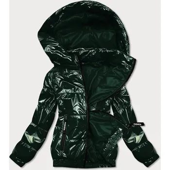 Lesklá zelená prošívaná bunda s kapucí (BR9788-10) odstíny zelené 46