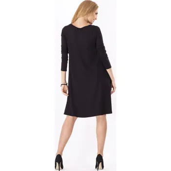 Dámské šaty Dámské šaty volný střih 3/4 rukáv vhodné i pro těhotné středně dlouhé grafitové - Černá - BeYou grafit XL