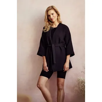 Dámské pyžamo 3056 DÁMSKÁ SUKNĚ/KIMONO WAFFLE černá S