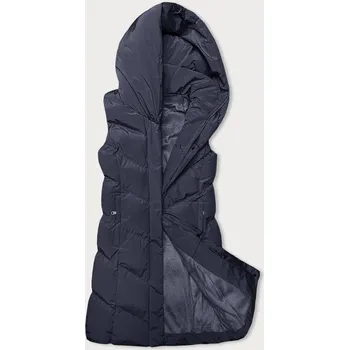 Dámská vesta Tmavě modrá dámská vesta se stojáčkem a kapucí (23-011) odstíny modré M (38)