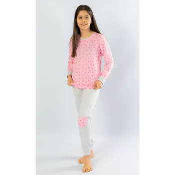 Chlapecké pyžamo Dětské pyžamo dlouhé Srdíčko světle růžová 5 - 6