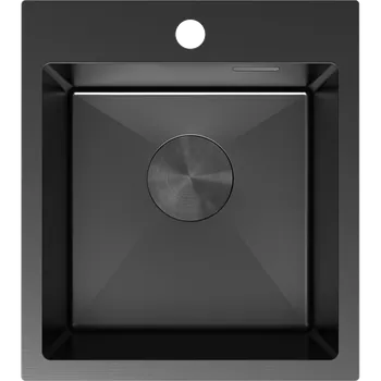 Granitový dřez Mexen Solix nerezový dřez s 1 komorou 400 x 450 mm, černý - 6401401000-70 Ocelové dřezy