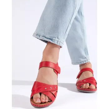 Dámské sandále Jedinečné červené dámské sandály platforma 36
