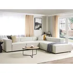 4místná modulární pohovka krémově bílá manšestrové čalounění rohová levostranná černé nohy moderní styl obývací pokoj Beliani
