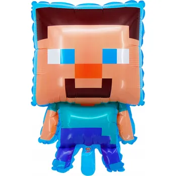 Balónek Fóliový BALÓNEK KULATÝ Minecraft 64x42 Pixelů Narozeninová DEKORACE