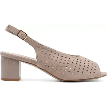 Dámské sandále Jedinečné hnědé dámské sandály na širokém podpatku 38