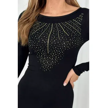 Dámské šaty Pletené šaty se zlatým zirkonovým motivem černá UNI