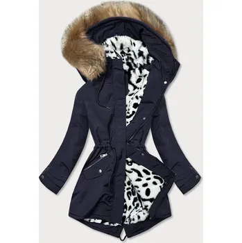 Tmavě modrá dámská zimní bunda parka s kožešinovou podšívkou (can-578) odstíny modré XL (42)