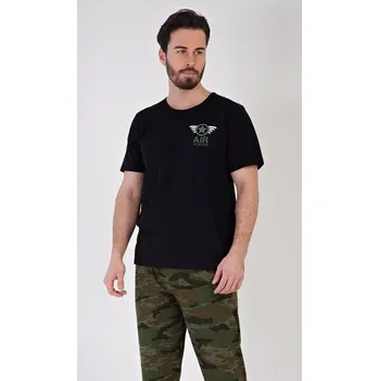 Pánské pyžamo Pánské pyžamo dlouhé Air forces černá XL