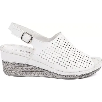 Dámské sandále Designové dámské sandály bílé na klínku 41