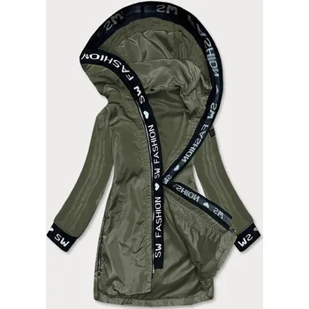 Tenká dámská bunda v khaki barvě s ozdobnou lemovkou (B8145-11) odstíny zelené S (36)