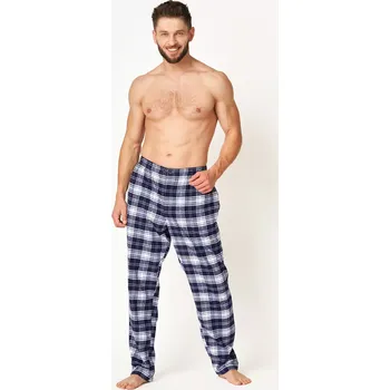Pánské pyžamo Pánské pyžamové kalhoty Key MHT 412 B24 M-2XL tmavě modrá - mřížka XXL