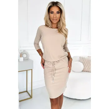 Dámská móda 13-161 Sportovní šaty s kapsami a vázáním - BEAN XL