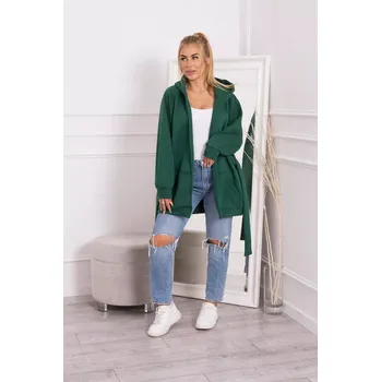 Zateplená bunda s vázáním v pase tmavě zelená UNI