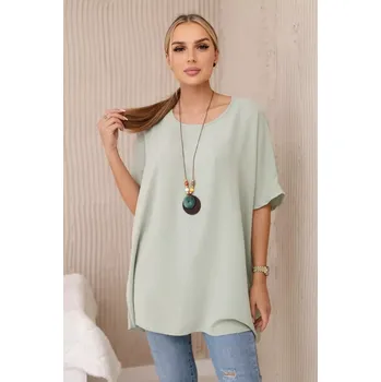 Dámská halenka Oversized halenka s přívěskem světlá máta UNI