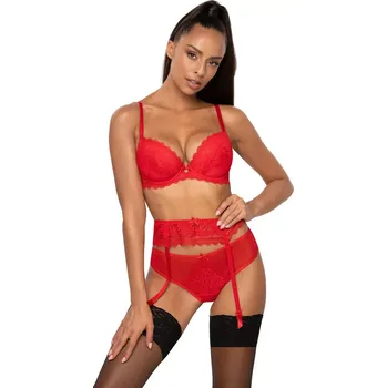 Podvazkový pás PÁSEK P-0198/3 ESTELLE ČERVENÝ Červená 42