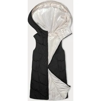 Dámská vesta Černo-ecru dlouhá dámská oboustranná vesta (V771) odstíny černé S (36)