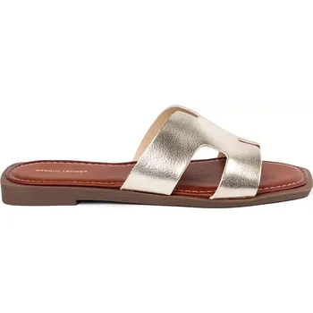 Dámské žabky Krásné nazouváky dámské zlaté na plochém podpatku 37