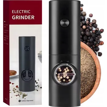 Kuchyňský mlýnek Młynek Elektryczny na baterie pro pepř, sůl a koření, nastavitelný, černý
